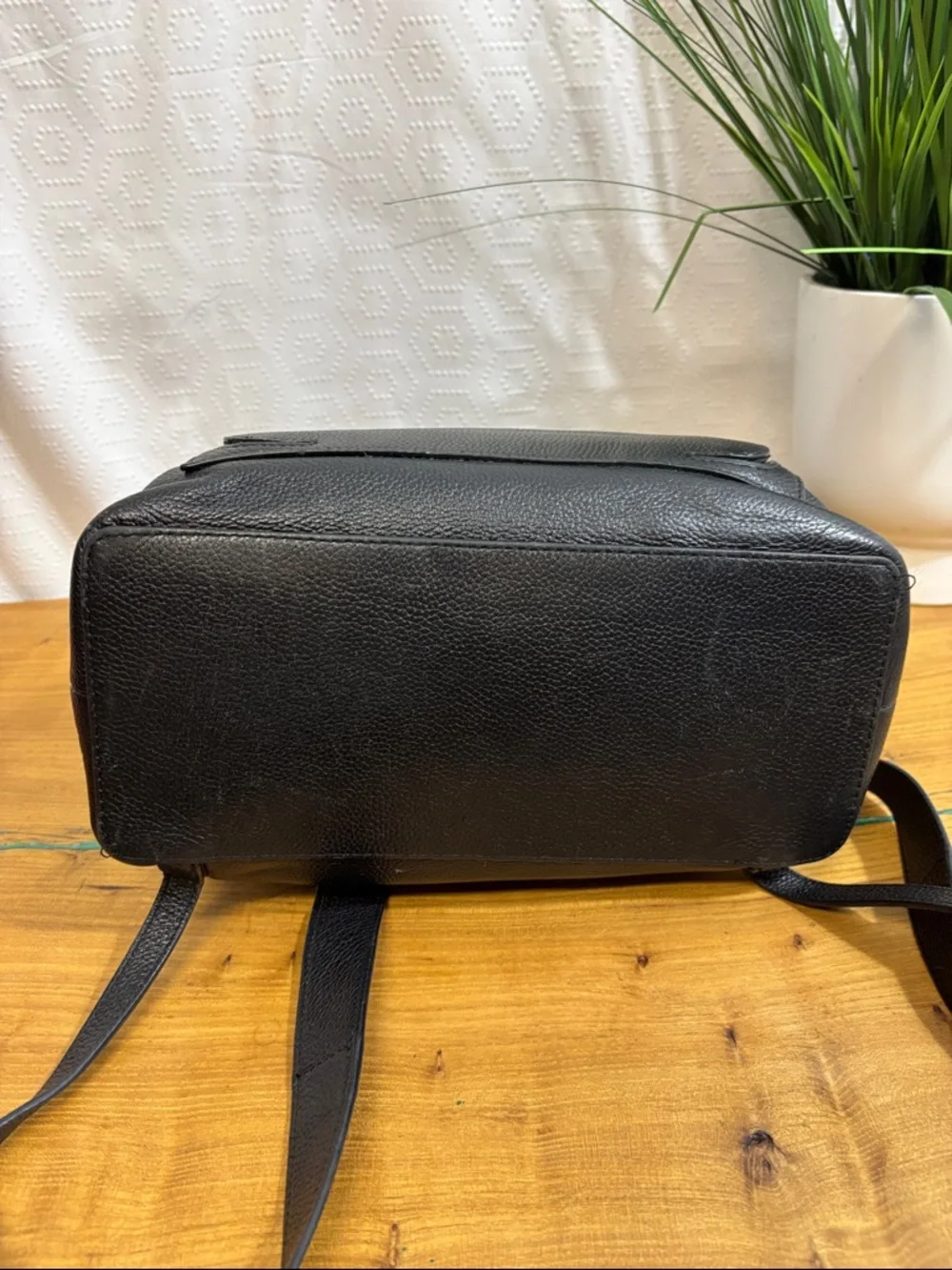 Nordstrom Minimal Black Pebbled Leather Backpack